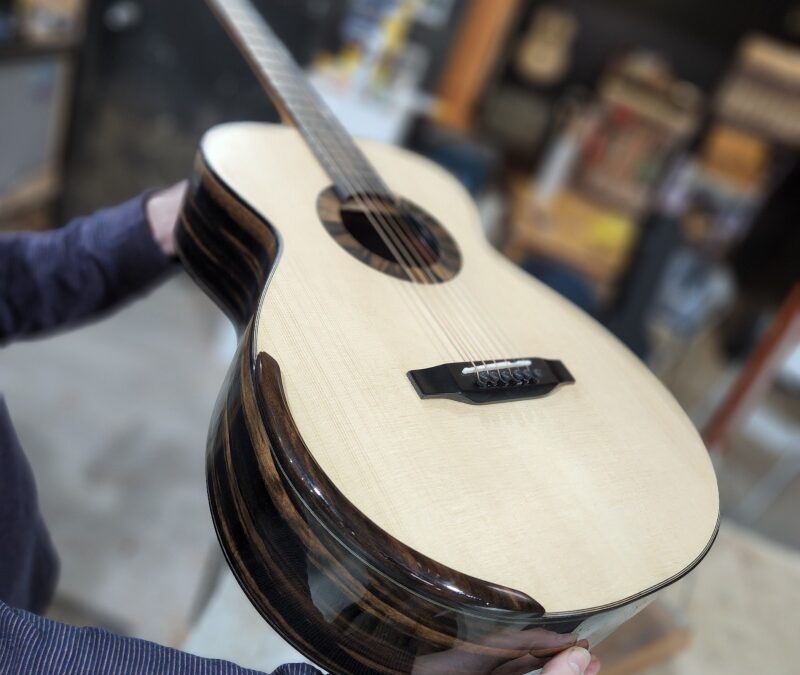 Student Owen’s build – Spruce and Ebony OM Acoustic